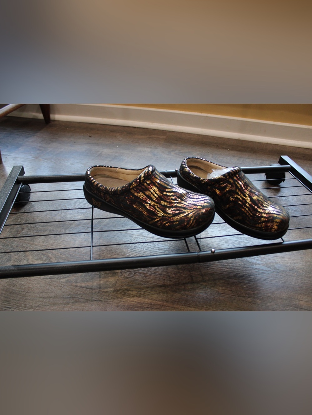 Metallic Snakeskin Nursing Clogs | Women’s Slip-On Comfort Work Shoes